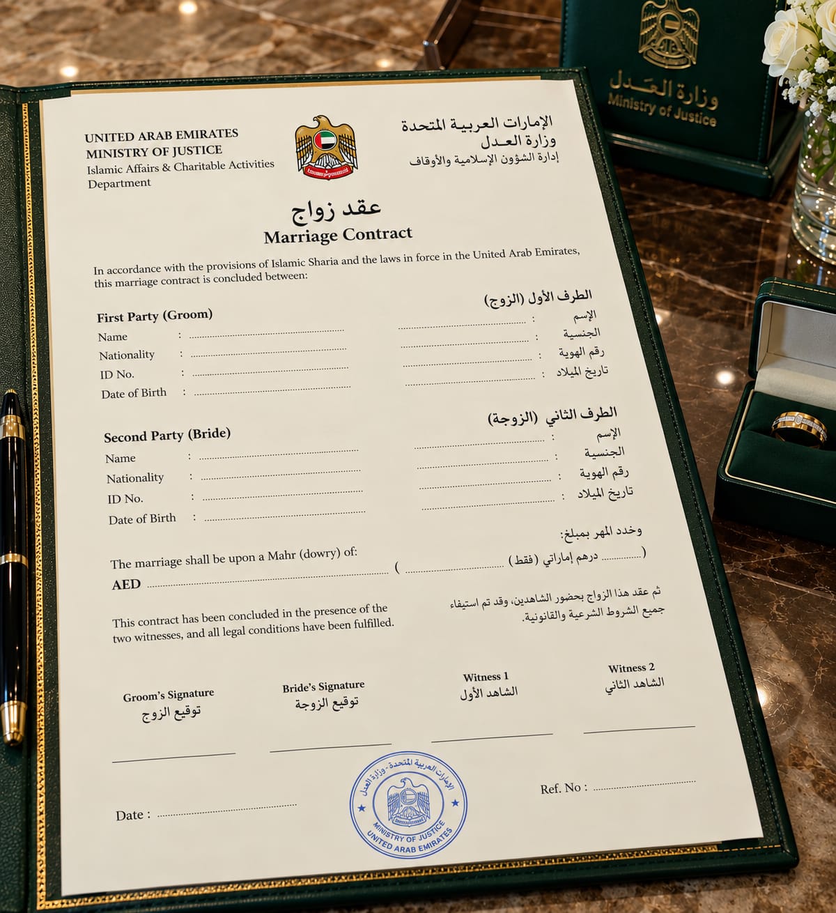 Marriage contract being signed